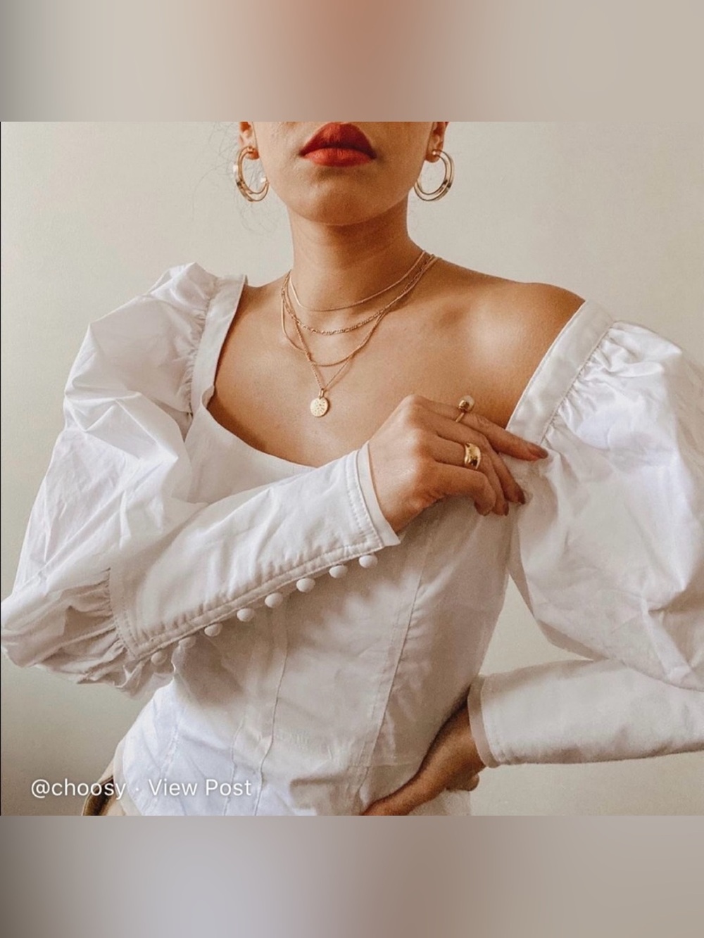 Choosy "Priscilla" White Puff Sleeve Blouse